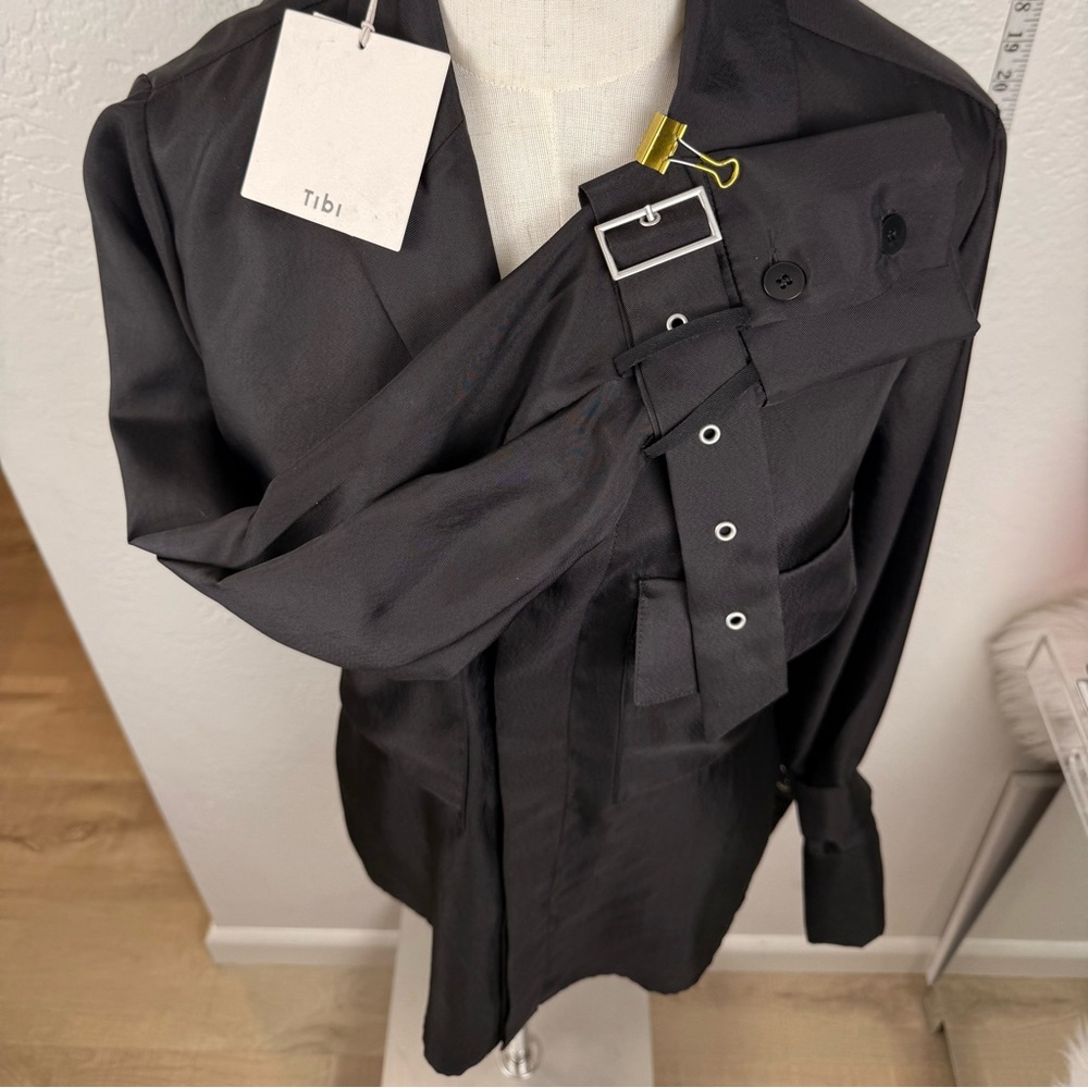 NWT Tibi Black Tech Utility Blouse/Trench Details & Pockets/Sz 6